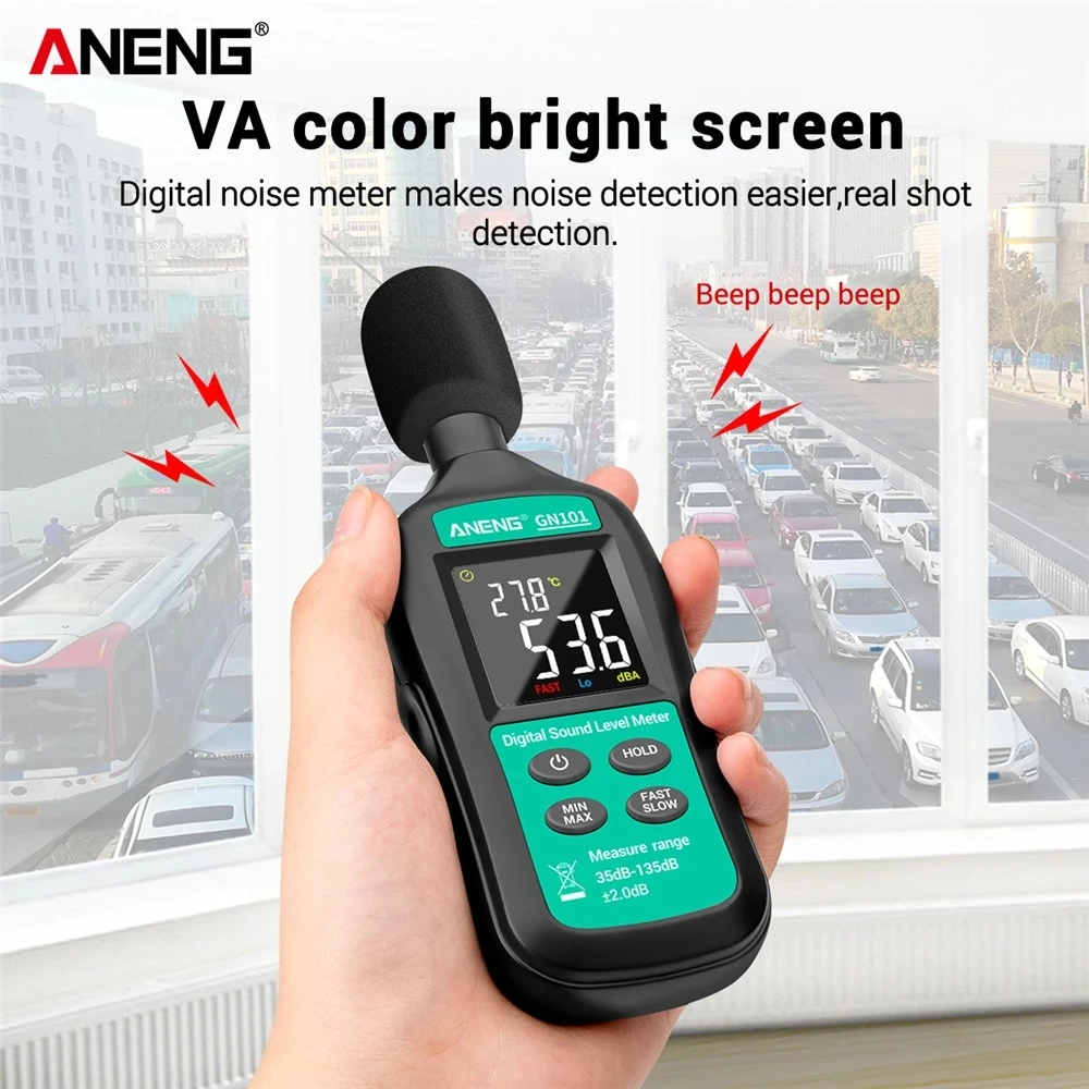 

ANENG GN101 Digital Noise Meter Measurement 35-135 db Intelligent Sound Level Meter Decibel Monitor Logger Diagnostic-Tool