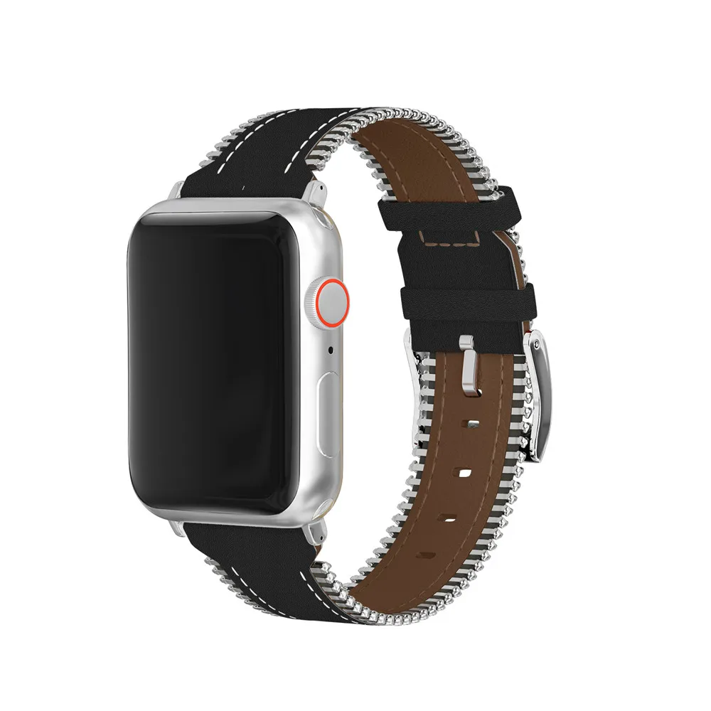 40 мм 44 мм кожаный ремешок для Apple Watch Band 4 38 мм 42 мм браслет ремень для iWatch 3 2 1 Боковая цепь дизайн