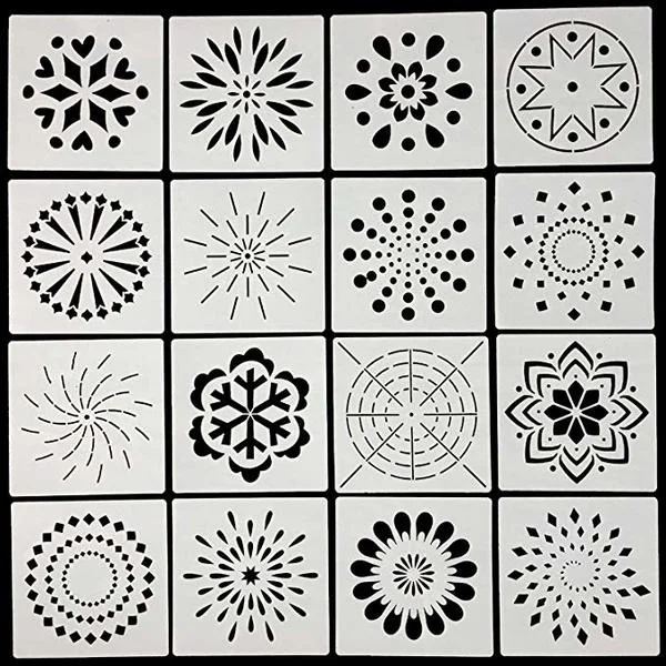 

16pcs Dotting Stencils dabuliu Mandala Painting Stencils for DIY Rocks Stone Airbrush Wall Art Canvas Wood Furniture Painting