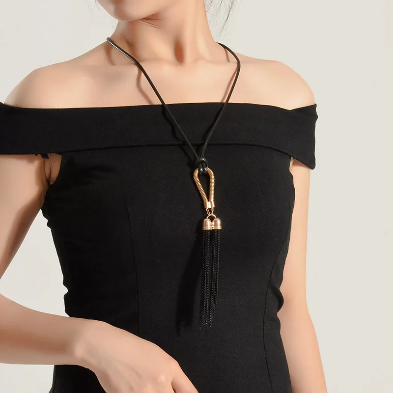 

2022 New Arrival Female Pendant Necklace Tassel Long Winter Sweater Chain Necklace Women Necklaces Wholesale Sales