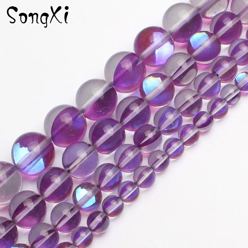 Натуральные фиолетовые блестящие хрустальные бусины 6 8 10 12 мм гладкие круглые
