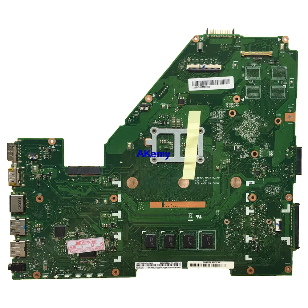

Akemy X550CC Laptop motherboard For Asus X550CA X550CL R510C Y581C X550C A550C original mainboard 2GB-RAM 1007U/2117U CPU