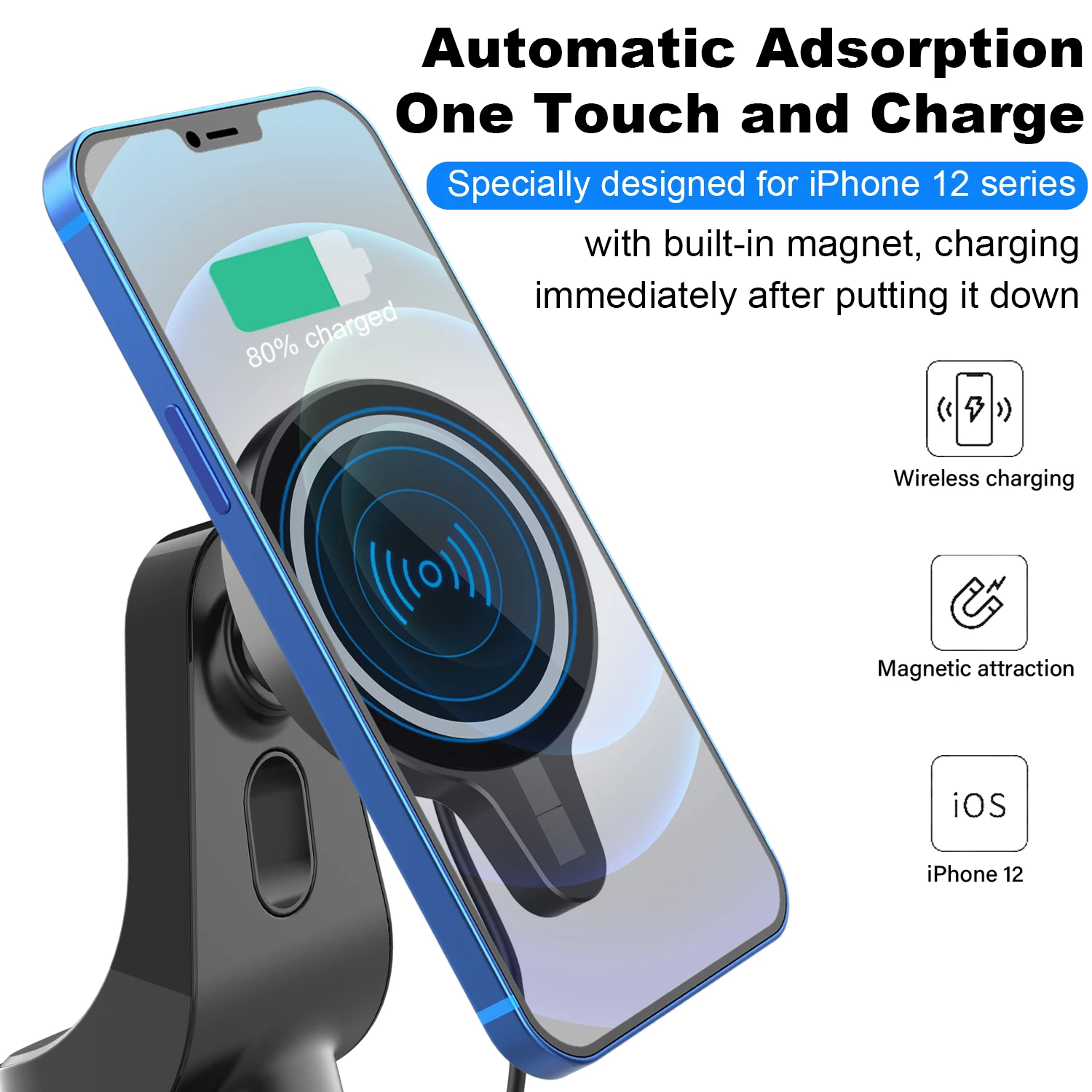 15w magnetic car wireless charging for iphone 12 pro max 12 mini 11 pro paste magnetic phone charger for iphone 12 11 10 x xr xs free global shipping