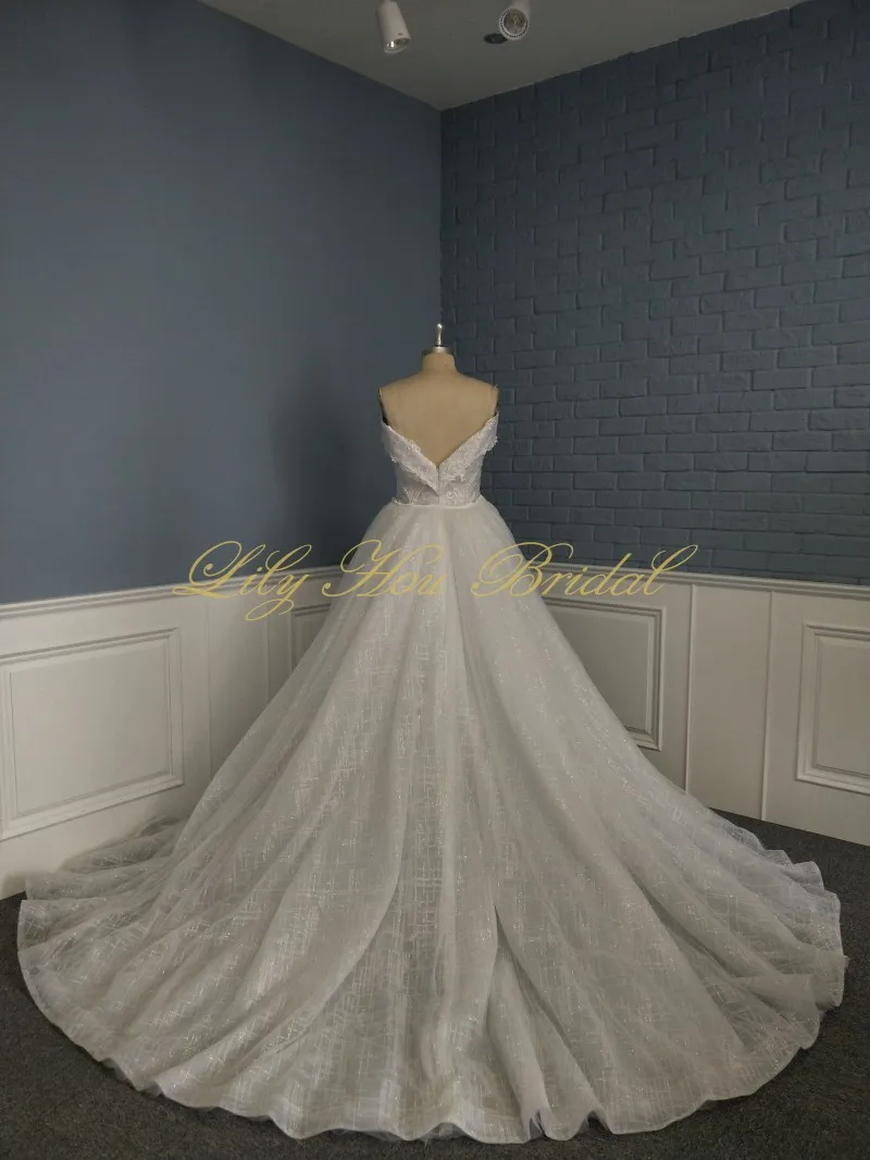 Luxury Detachable Wedding Dress Real Image Off the Shoulder Bling Bling Glitter Mermaid Bridal Gowns