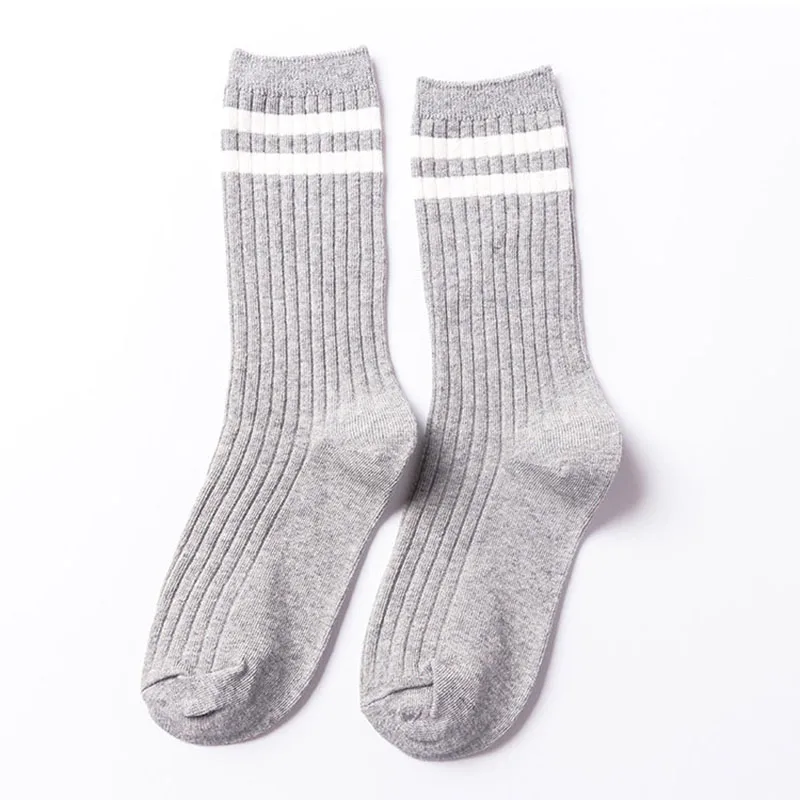 color 4 light gray Зимние шерстяные носки, плотные теплые вязаные женские носки в полоску, рождественский стиль, женские короткие носки - Цвет: color 4 light gray