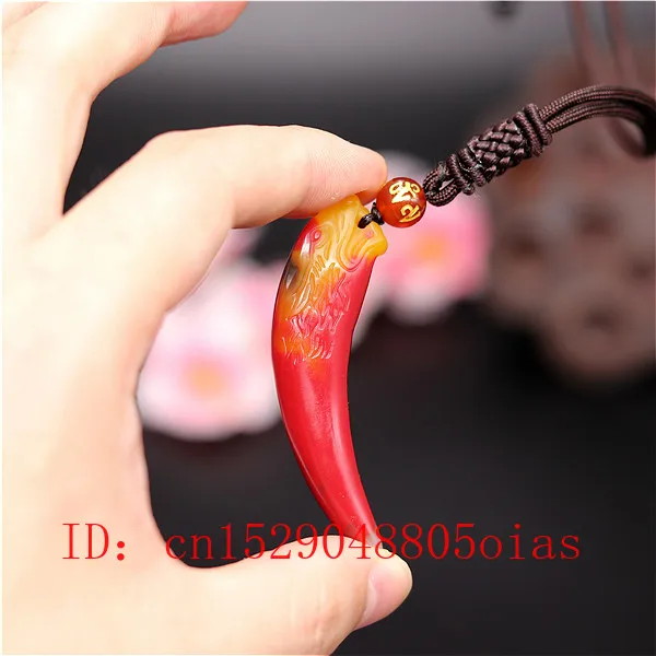 Натуральный Цвет Китайский нефритовый кулон волчий зуб модное ожерелье