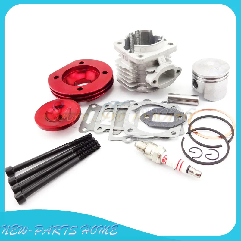 Красный Мини-мотор 44 мм комплект с 2 канавками и большим отверстием для 47cc 49cc