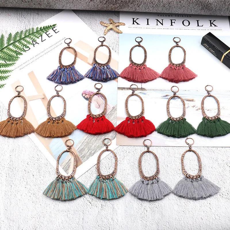 Серьги с кисточками Блестящие модные для женщин Boho капли воды серьги ручной