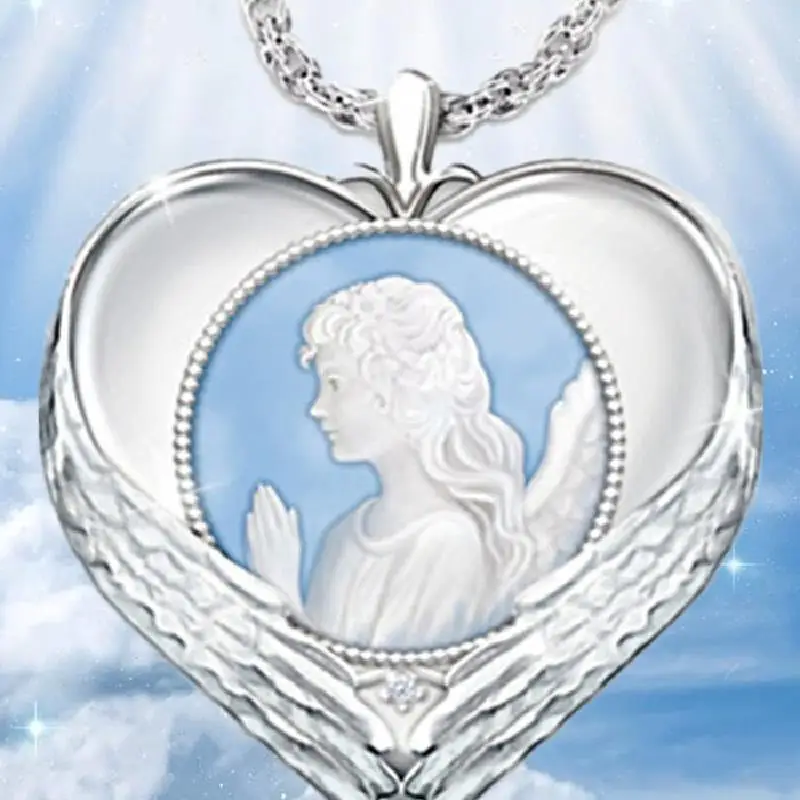 

European and American Prayer Angel Pendant Personality Street Hip Hop Electroplating Pendant Popular Religious Belief Necklace