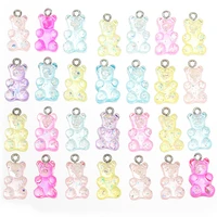 10pcslot shiny colorful bear resin charms pendants diy necklace earring keychain for jewelry making accessories