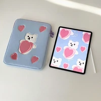 cute case for ipad 10 2 10 5 11 inch ins pouch for ipad pro 12 9 embroidery bear heart pattern bag for galaxy tab tablet bag