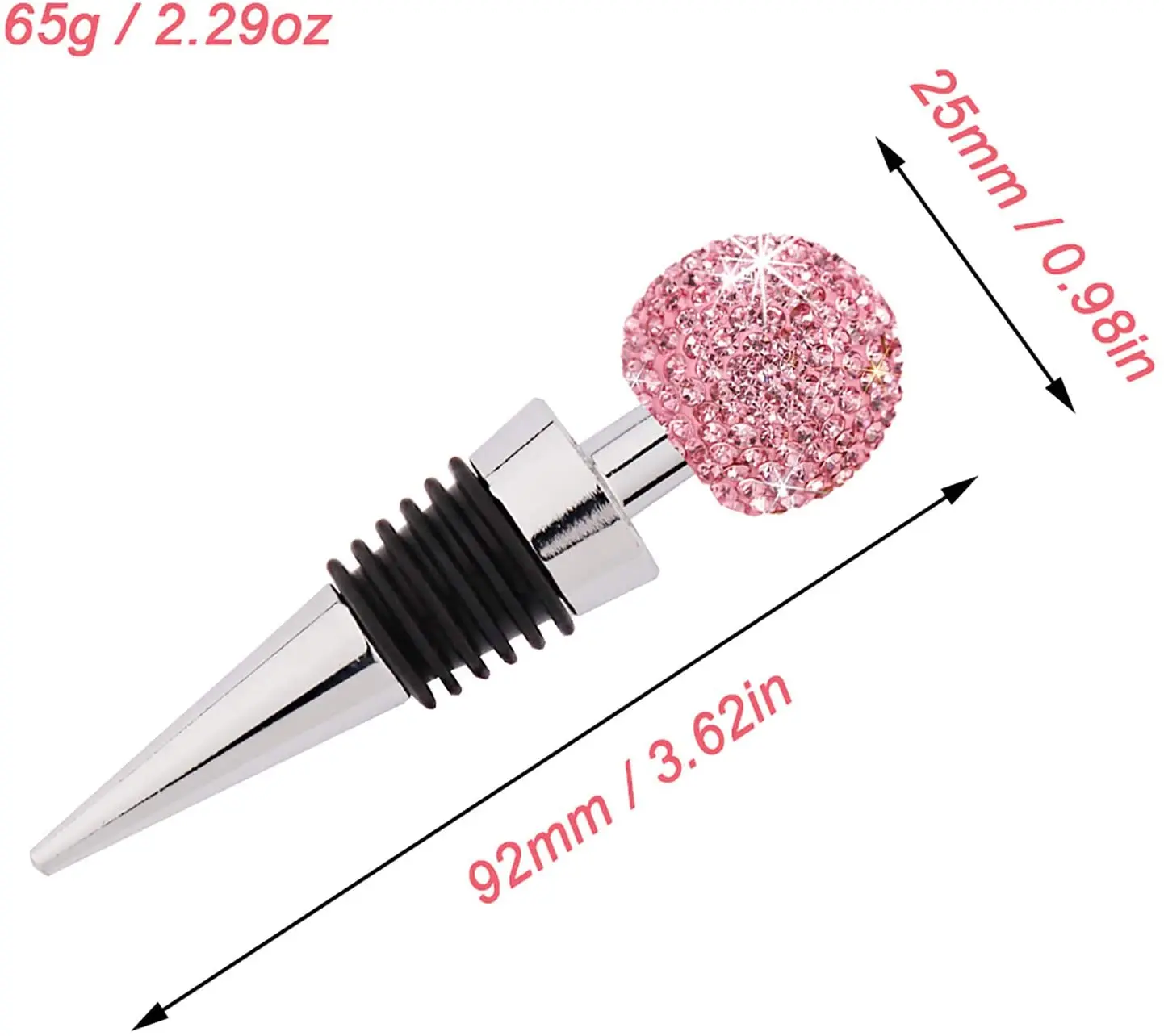 

2Pcs Bling Decorative Wine Stoppers,Zinc Alloy Silicone Crystal Wine Toppers Stopper Wine Set Accessories for Red Wine,Whiskey