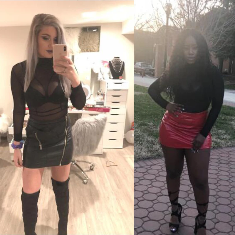 Женское прозрачное боди LIVA GIRL черное Сетчатое сексуальное комбинезон с длинным