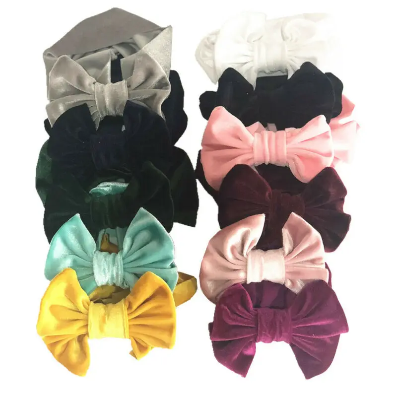 Pudcoco Toddler Kid Baby Girl Boy Velvet Headband Solid Bowknot Hair Band Headwear Cotton Head Wrap Props Kids Gifts 1-5T | Детская