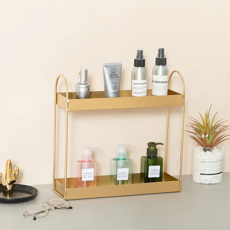 

Makeup Organizer Desktop 2 Layers Jewelry Box Cosmetic Organizer Makeup Perfume Shelf Holder Kitchen Bathroom Storage Rack