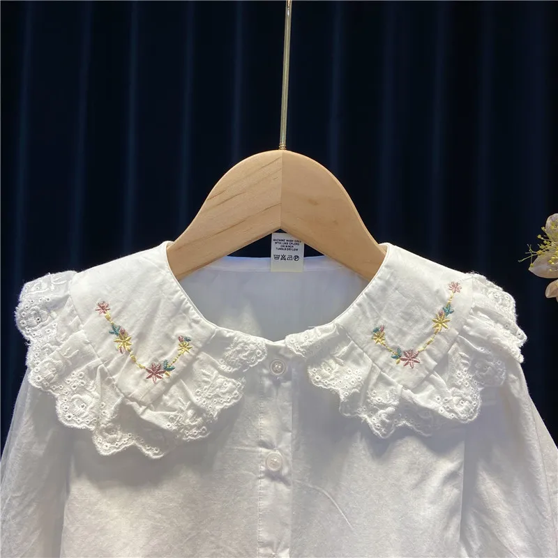 Cotton Shirts for Kids Baby Girls Spring Embroidery Cute Toddler Clothes Autumn Tops Long Sleeve Children Clothing | Мать и ребенок