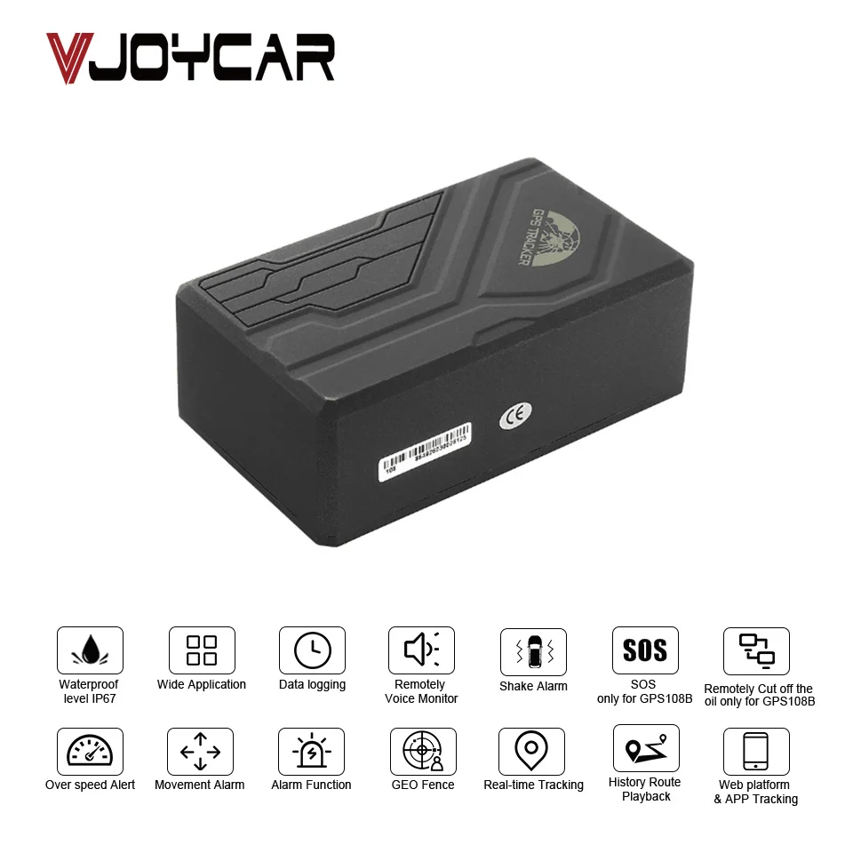 Vjoycar TK108 GPS трекер, голосовой монитор, 10000 мАч, с магнитом, Опциональная функция, отключение масла, GPS локатор, сигнал SOS, обновленная сигнализация TK104