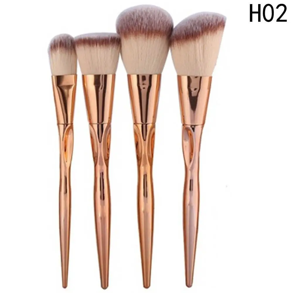 4pcs-2 4/8 шт. набор металлических кистей для макияжа, косметические тональный крем для лица Мощность тени для век Карандаш для глаз набор кистей для макияжа Набор для макияжа бровей, ватным тампоном Dfdf - Handle Color: 4pcs-2