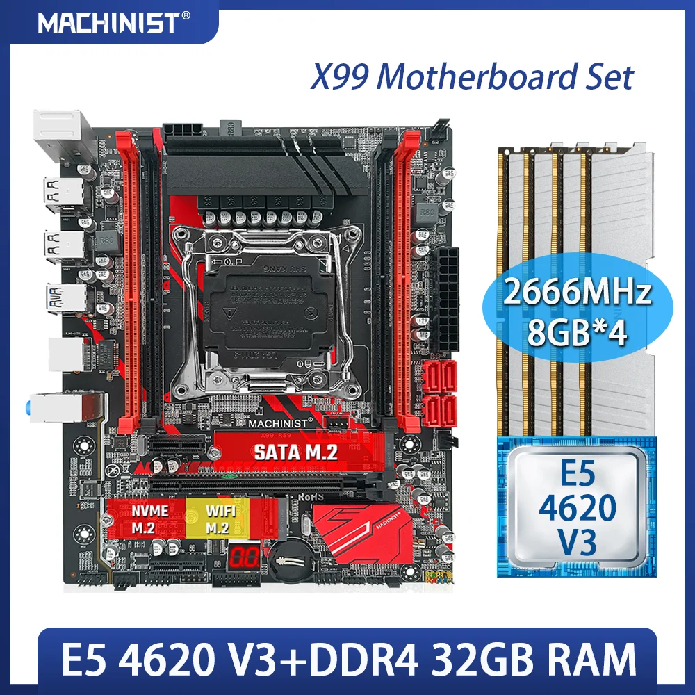 

Комплект материнской платы X99 LGA 2011-3 с процессором Intel Xeon E5 4620 V3 DDR4 32 Гб (4*8 ГБ) 2666 МГц ОЗУ