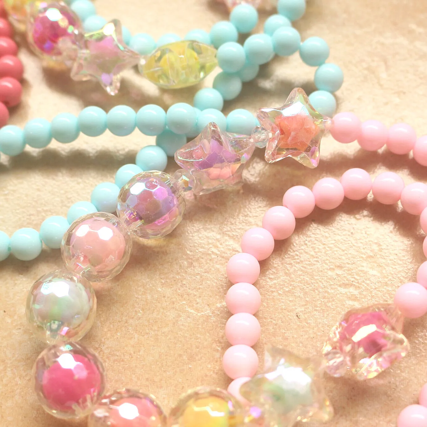 Korean-Style Shiny Five-Pointed Star AB Candy-Colored Hipster Cute Kids Girl's Necklace + Bracelet Set | Украшения и