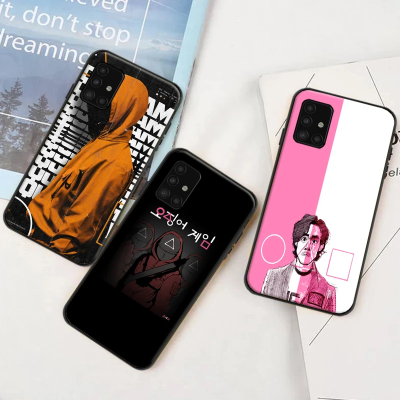 

Squid Game Cartoon Phone Case For Samsung Galaxy A51 A71 A52 A72 4G 5G Soft TPU Coque Carcasa Cases Funda