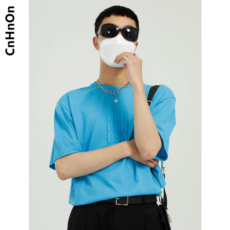 

Summer new product Korean style loose letter T-shirt men's trend round neck casual short-sleeved shirt M1-BG-21211