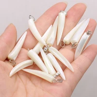 4pcs new long conical pendant high quality natural white shell charms for jewelry making diy necklace earring accessories 6x35mm