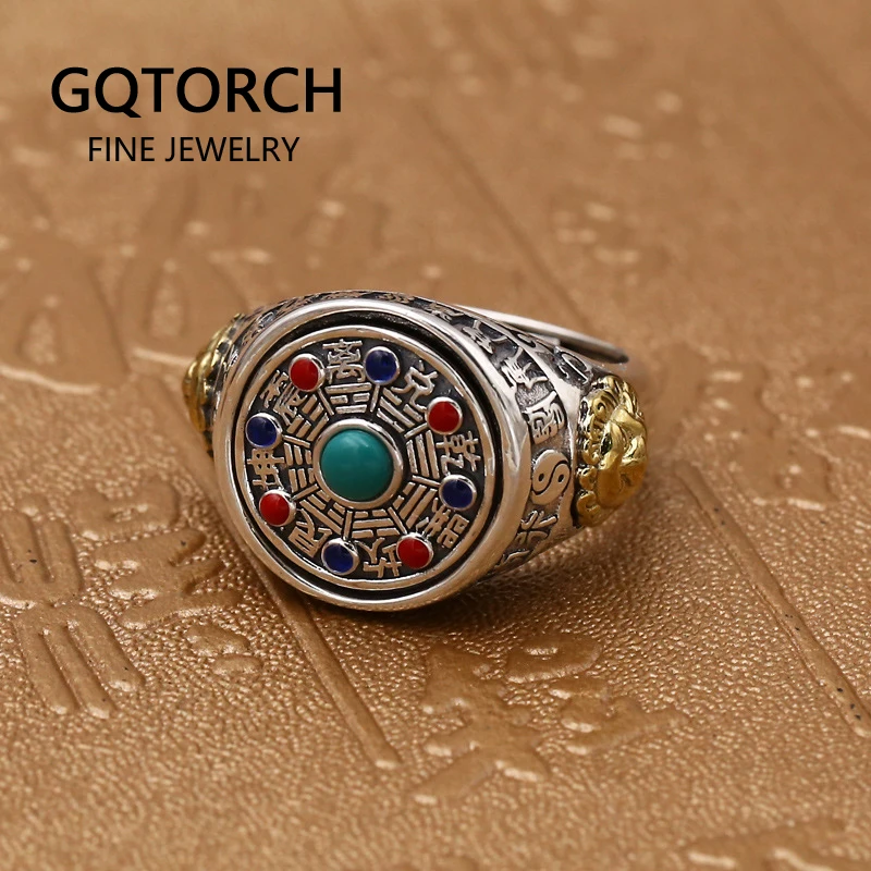 Подлинное солидное мужское серебряное кольцо s925 в стиле ретро античное для