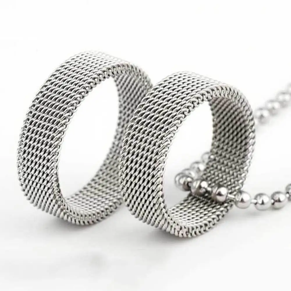 

Imixlot Stainless Steel Mesh Band Ring Men Women Modern Finger Rings Party Jewelry Gifts