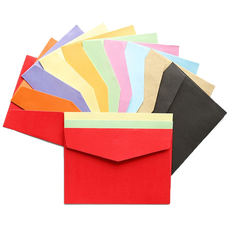 

10Pcs Solid Color Kraft Paper Envelope Stationery Postcard Colorful Envelope