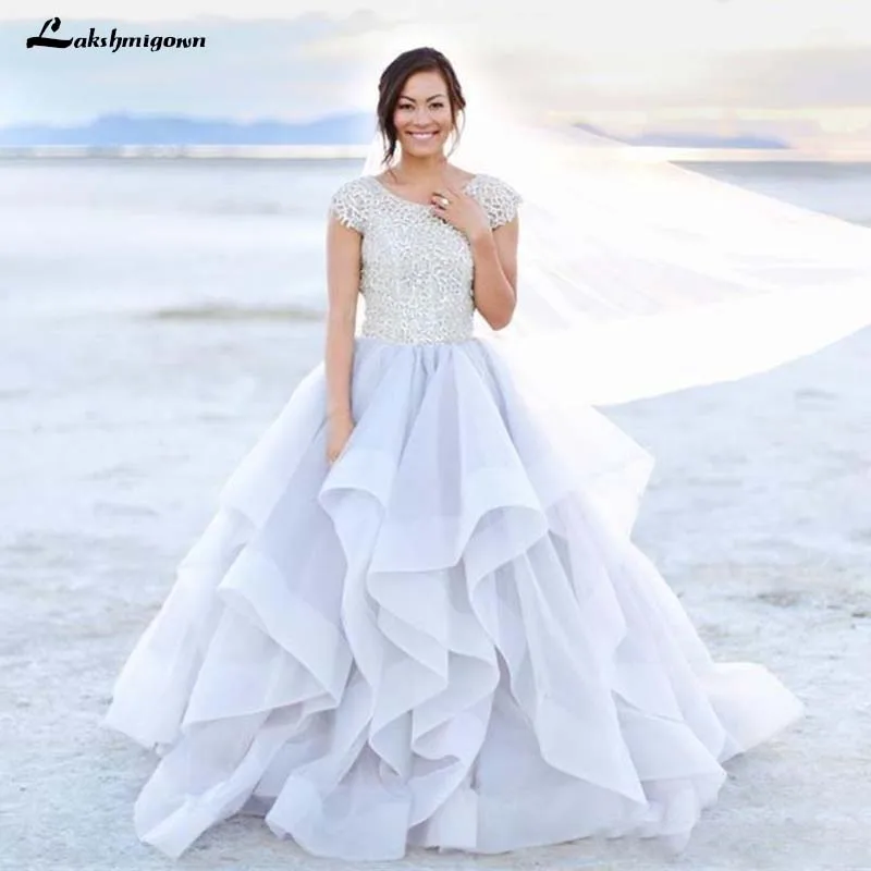 Блестящие бисерные Свадебные платья из органзы с оборками свадебное платье