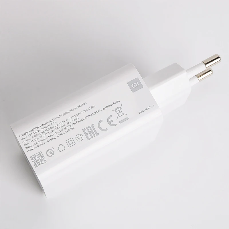 Зарядное устройство 33 Вт для xiaomi с европейской турбозарядкой оригинальный