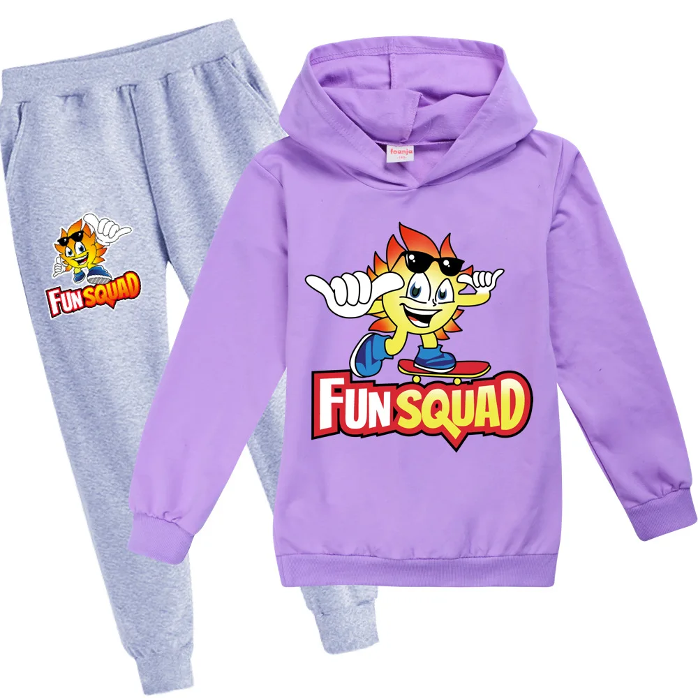 Fun Squad Children Clothing Boys Girls Hoodies Cotton Long Sleeve Sweatshirt Tops and Pants 2pcs Sets kids Tracksuit Outfits