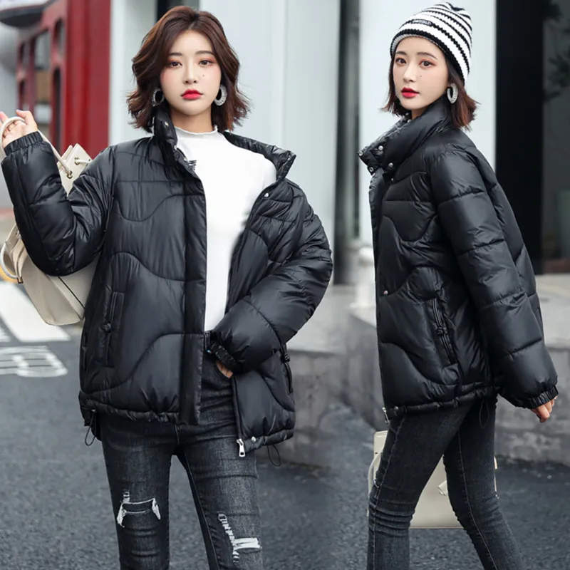 Зимняя пуховая хлопковая куртка, Женская парка с воротником-стойкой, утепленная верхняя одежда, однотонное пальто, свободное корейское кор... от AliExpress RU&CIS NEW