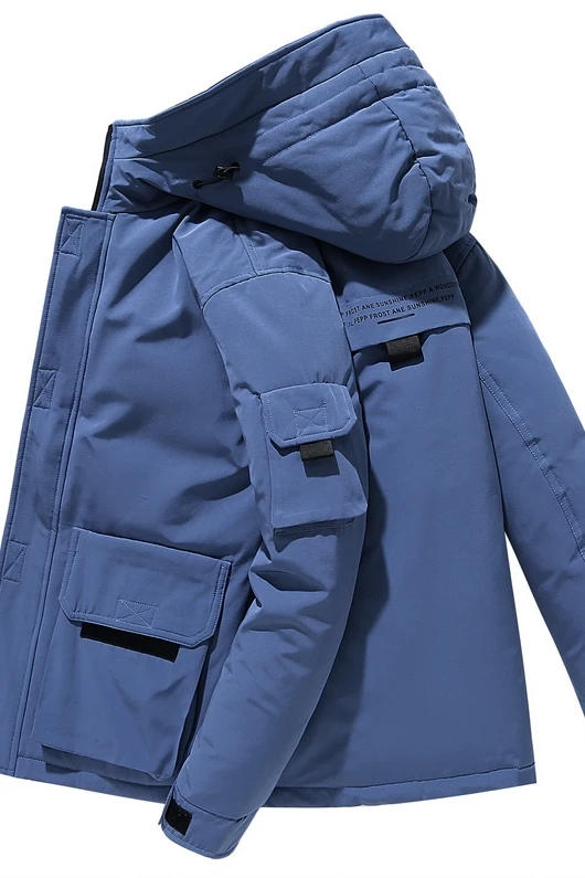 

Men Down jacket Warm Winter High Quality Thick Hooded Thicken Duck Down Parka Coat Casual Overcoat With Many Pockets Mens