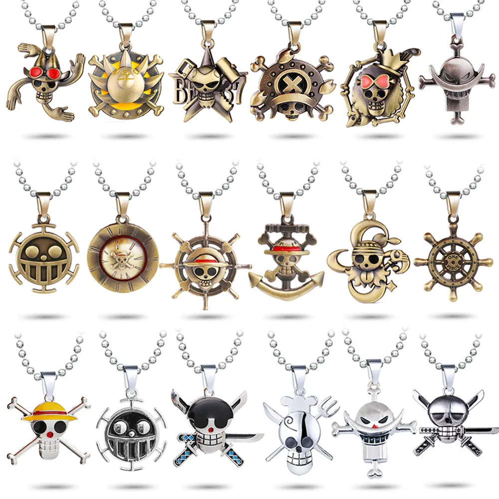 

Japanese Anime One Piece Necklace Fashion Cosplay Luffy Pirate Skull Metal Pendant Rope Chain Choker Jewelry Gift Souvenir