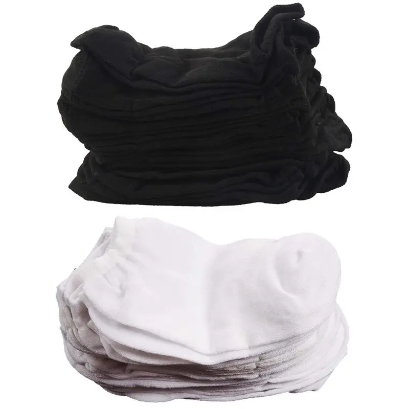24 pair Trainer Liner Ankle Socks Mens Cotton Rich Sport - 12 Pairs White & Black | Sports