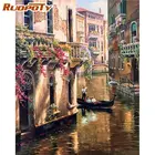 RUOPOTY картина по номерам для взрослых детей 60x75 см рамка речной деревенский дом пейзаж картина по номерам домашний декор стен