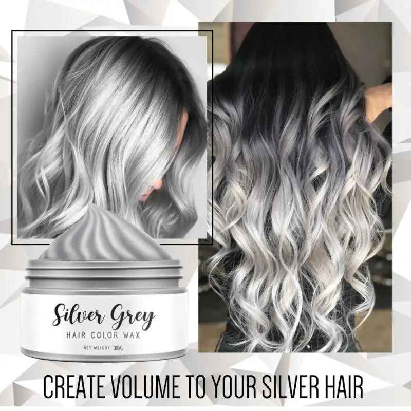 

One-Time Hair Dye Smoky Gray Punk Style Light Silver Grey Unisex Wax Dye Cream Hair Cream No Harm No Irritation TSLM2