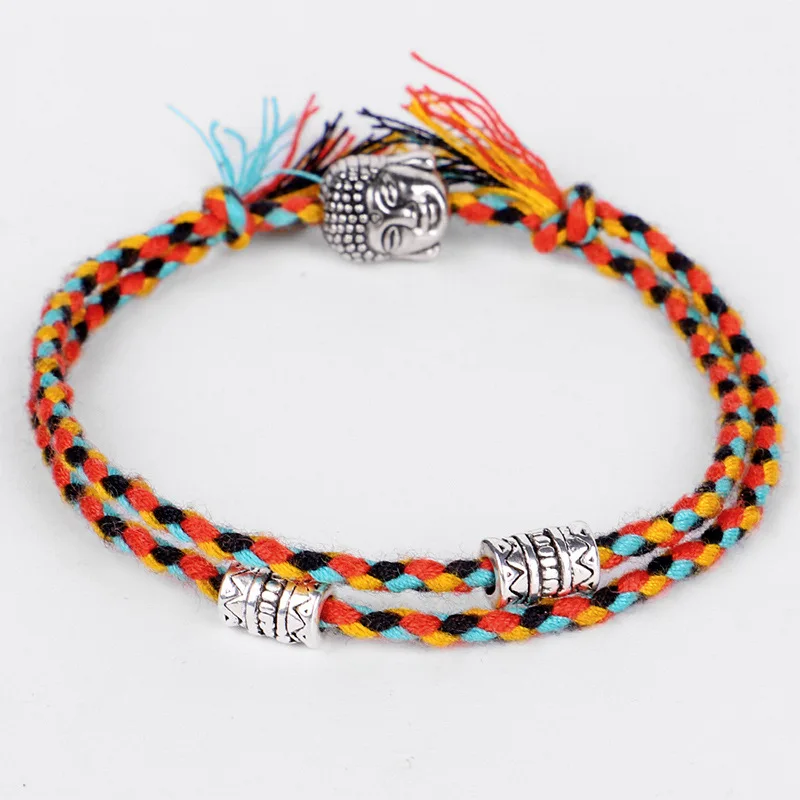 

Jewelry Tibetan Buddha Head Bracelet Hand Rubbing Wenwan Line Hand Rope Hand Woven Cotton Bracelet Adjustable Size