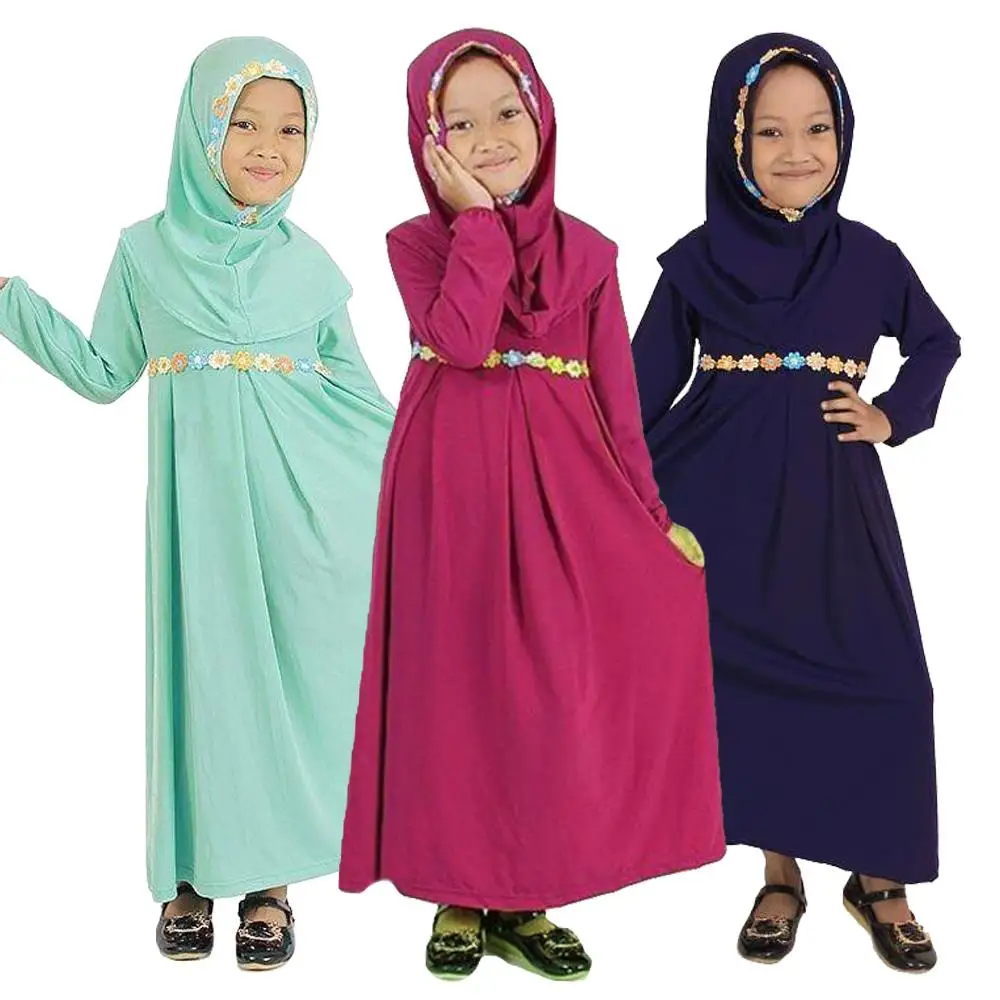 Мусульманские Детские платья для девочек Abaya Дубай Арабский хиджаб платье кафтан