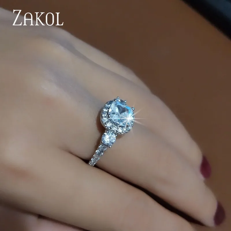 ZAKOL изысканное ювелирное модное квадратное Хрустальное свадебное и обручальное