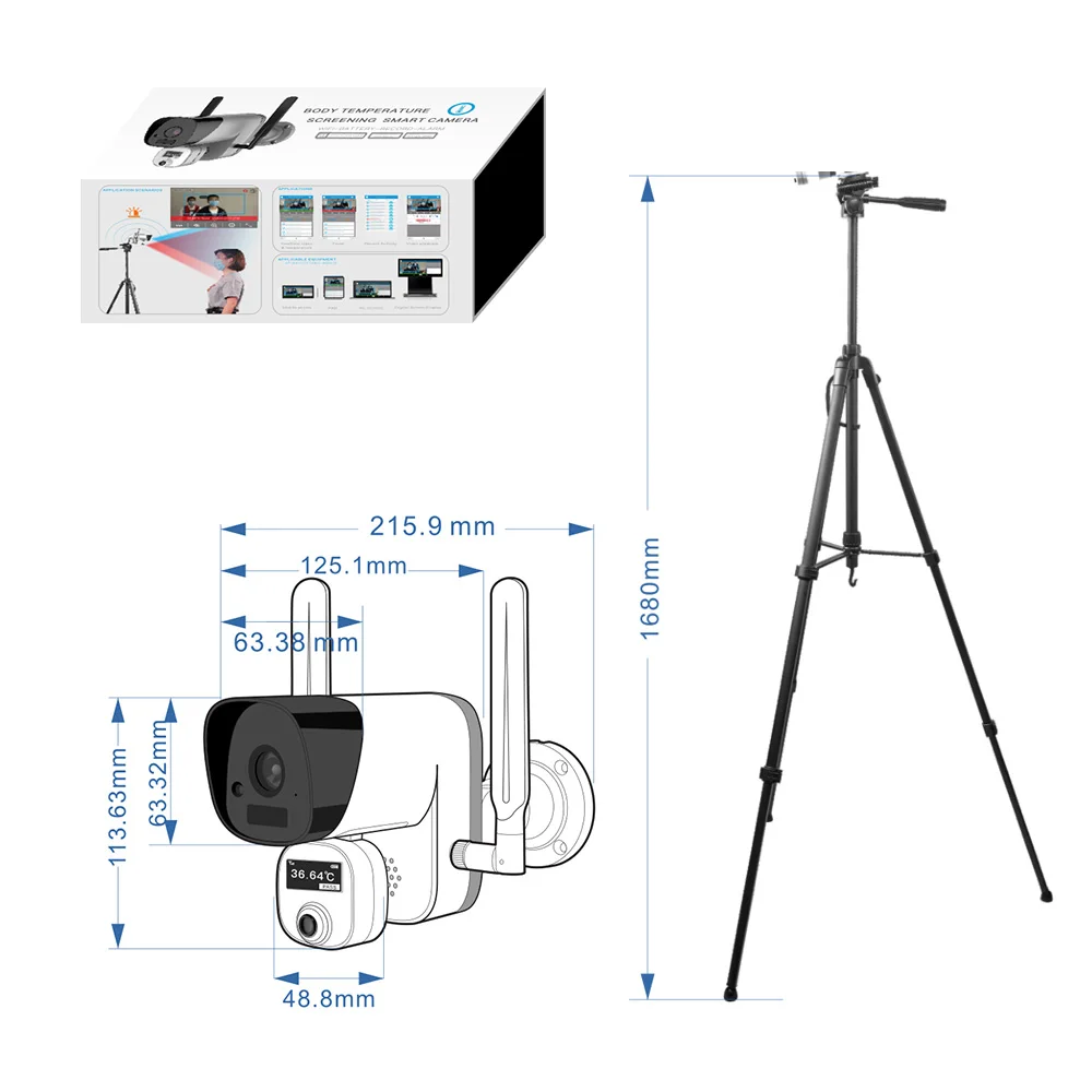 1080P WiFi датчик температуры человека аккумулятор с сигнализацией распознавание