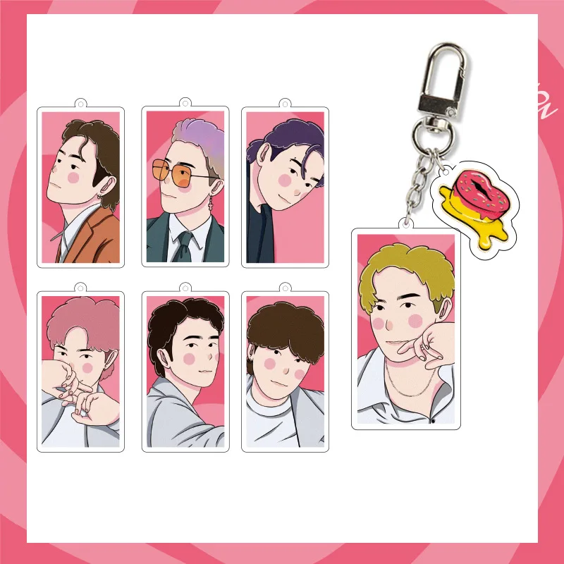

Оптовая продажа Kpop Idol Мультфильм Масло Bangtan Boys милая фигурка Kawaii фото двусторонний пластиковый акриловый брелок акриловый ключ