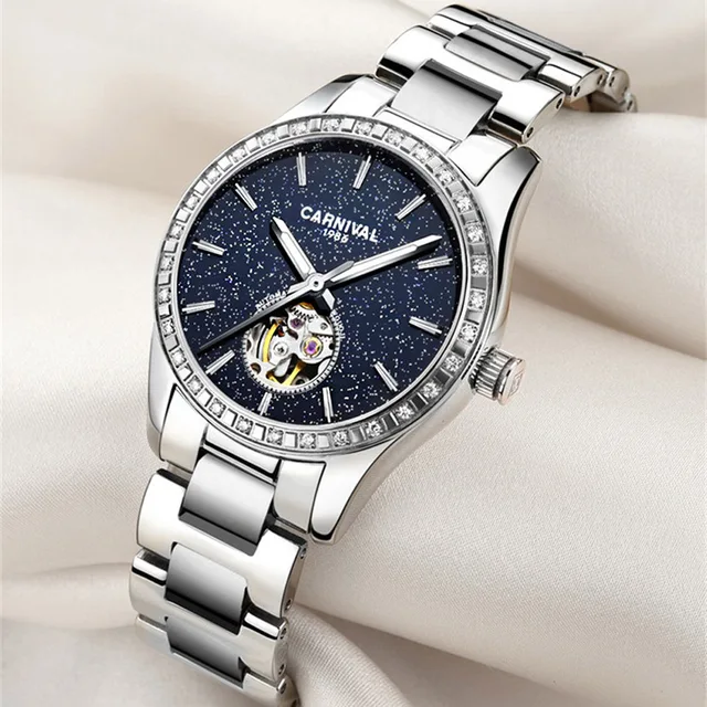 Women's Watches Rhinestone Fashion Women Wrist Watch Luxury Automatic Mechanical Ladies Watch Women Bracelet Reloj Mujer Clock 2