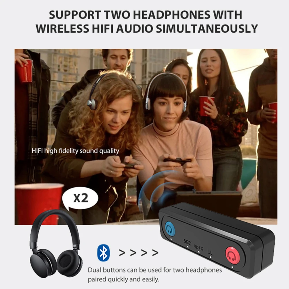 

Bluetooth 5.0 Audio Transmitter Adapter for Switch/Switch Lite/PS4/PC, APTX LOw Latency Dual Pairing for Two Headsets in stock