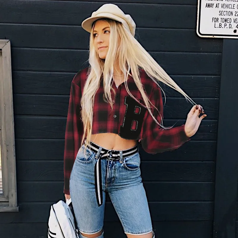 Женская клетчатая рубашка с длинными рукавами и надписью May Leaves Love топы блузки