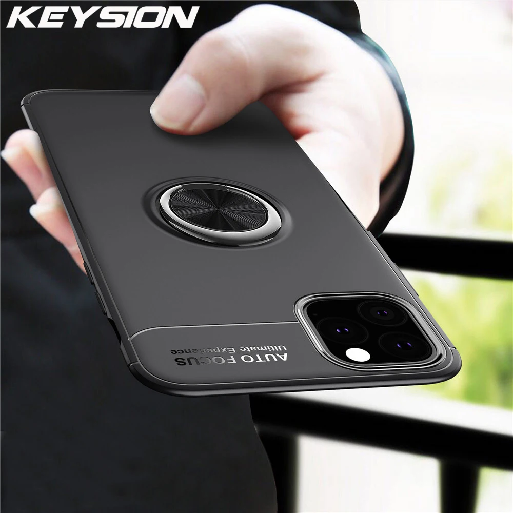 KEYSION Роскошный чехол для телефона с кольцом держателем iPhone 11 Pro магнитная