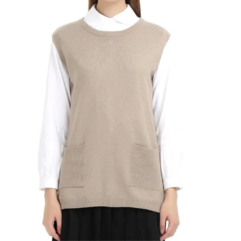 Жилет женский с круглым вырезом большого размера весна-осень 2021 | Женская одежда