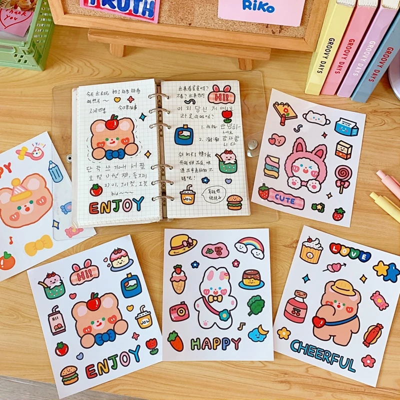 

Cute Cartoon Rabbit Bear Decoration Sticker For Computer DIY Waterproof Scrapbooking Stationary School Supplies Home Decoration